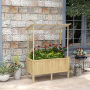 Orto rialzato ULEVR 110x60x152/140 cm in legno di abete con tetto in policarbonato e rivestimento interno