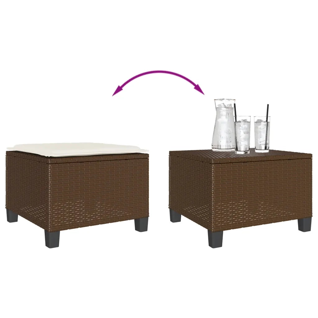 Set Bistr¨° 3 pz | Set Salotto da Giardino con Cuscini Marrone in Polyrattan