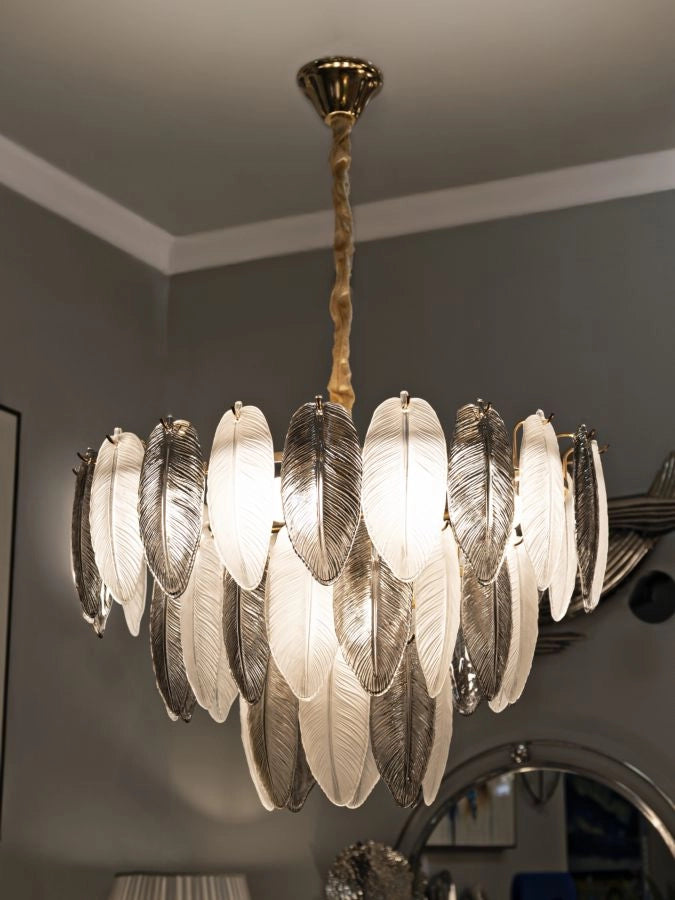 Lampadario Leafy Ø60x40 cm in Vetro e Ferro Multicolor
