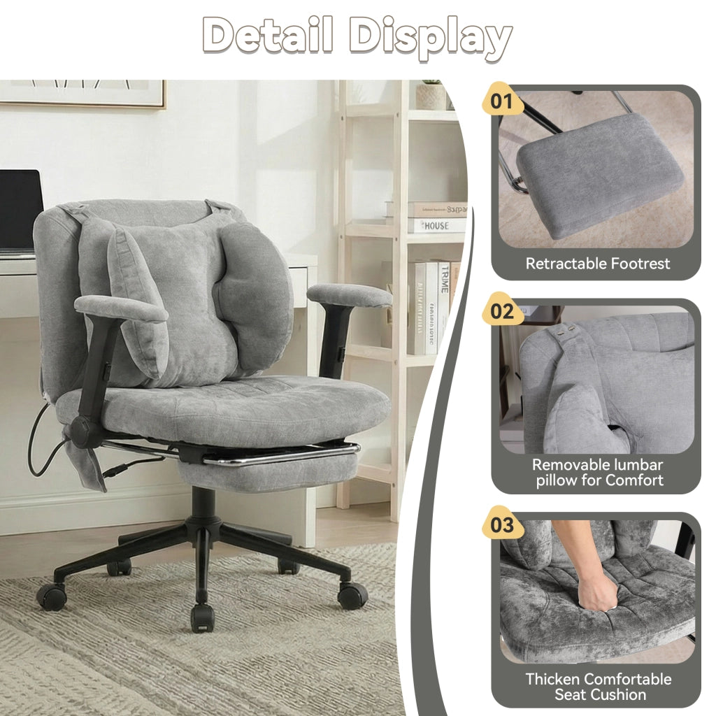 Sedia da ufficio girevole regolabile con poggiapiedi ¨C Minimal ¨C Grigio