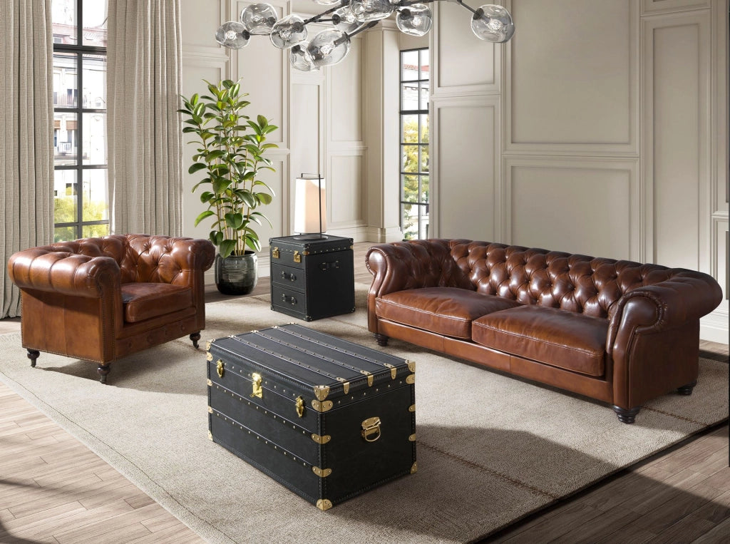 Baule in pelle nera