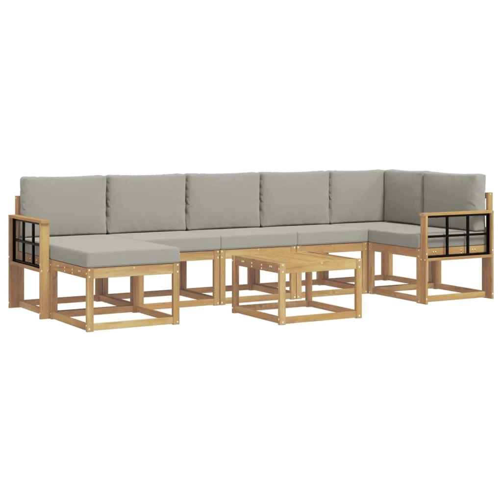 Set di divani da esterno 8 pz Bianco e Grigio Chiaro 3387990