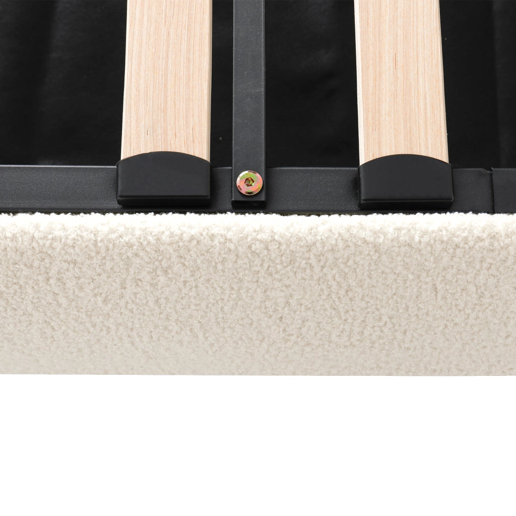 Letto con contenitore idraulico in bouclé beige