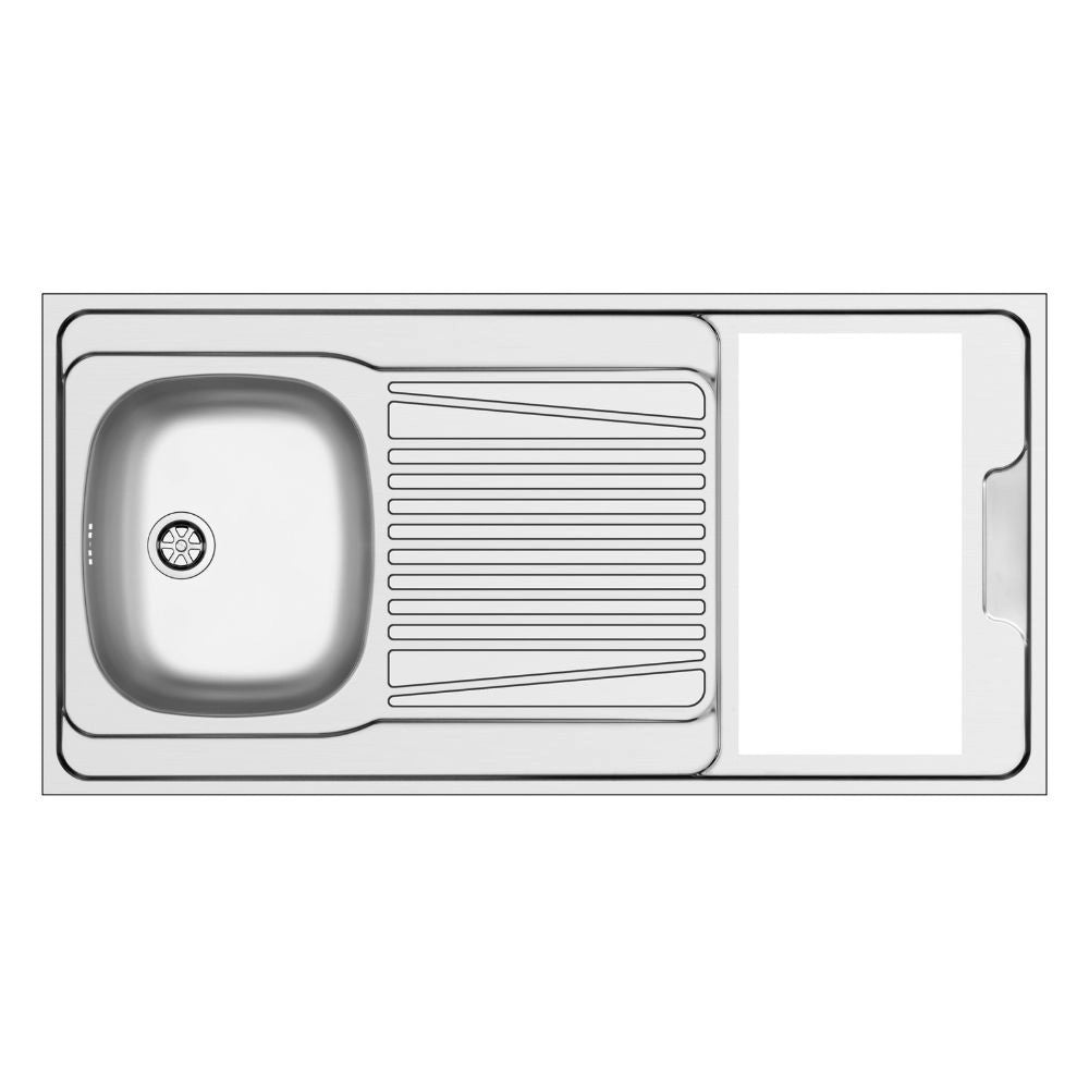 Cucinino Indiano120bolero bianco frassinato con top inox e piano cottura induzione