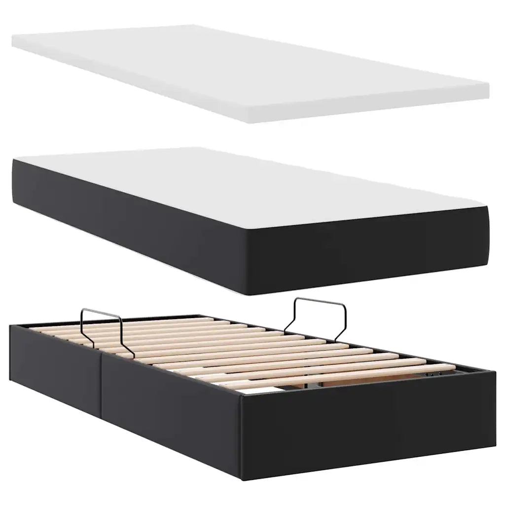Letto con contenitore e materasso Nero 180 x 200 cm 3372177