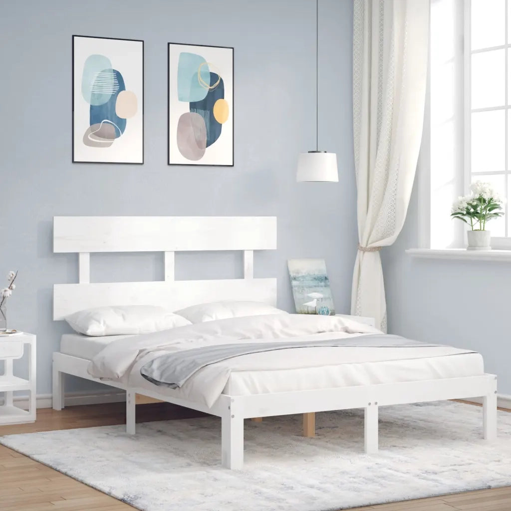 Giroletto senza Materasso-Struttura Letto Bianco 120x200 cm Legno Massello Pino 756607