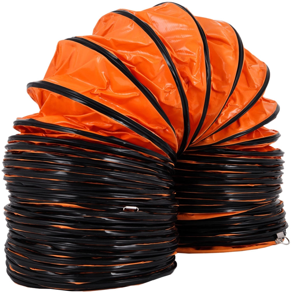 Tubo Flessibile di Ventilazione in PVC Arancione 12 Pollici 4,9 m Condotto Flessibile con Corde Regolabili per Officina e Fai da Te