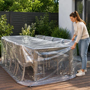 Telo trasparente con occhielli, 4x12 m, in polietilene, ampio e resistente, ideale per coperture esterne, giardino e balcone