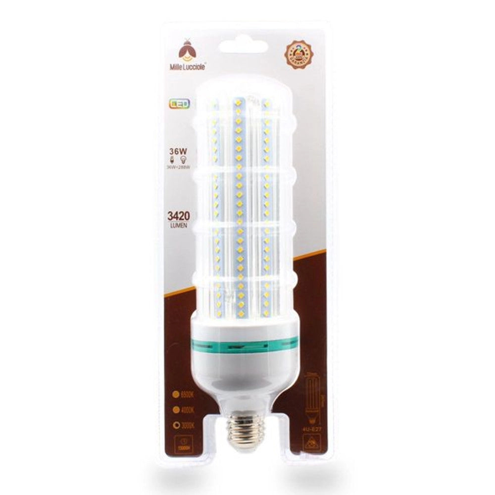 Trade Shop - Lampadina Led E27 36w 4u 3420lm Tubolare Tubo Lineare Luce Fredda Naturale Calda - -bianco Caldo      -