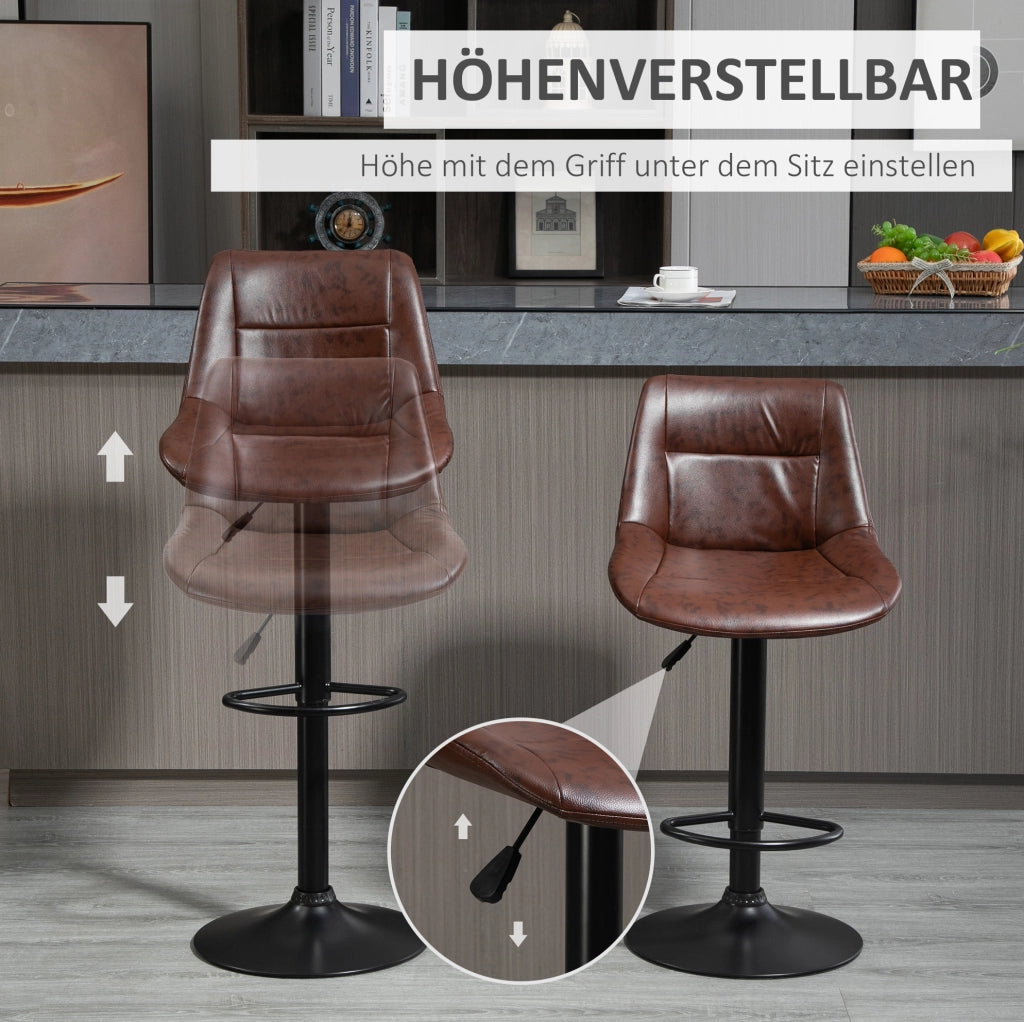 set di 2 sgabelli da bar 46,5x50x108 cm marroni - girevoli e regolabili