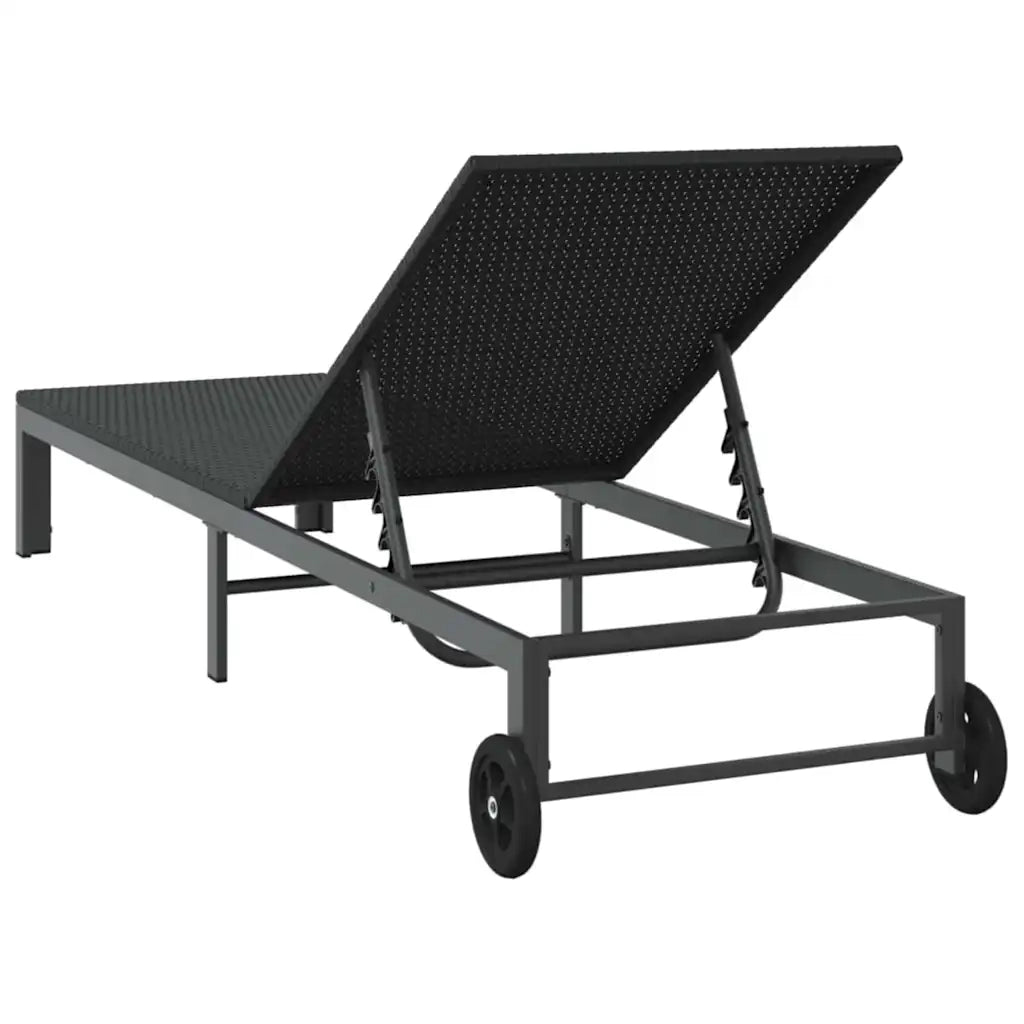Lettino da Sole Nero 206 x 62.5 x 74 cm polyrattan 42004129