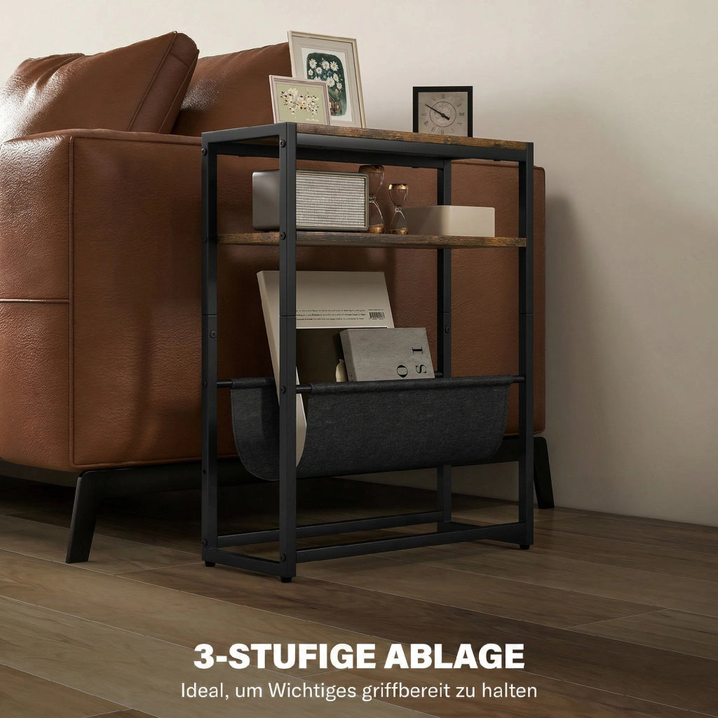 Tavolino da salotto rustico con ripiani a 3 livelli ¨C Minimal ¨C 43x18x56 cm marrone