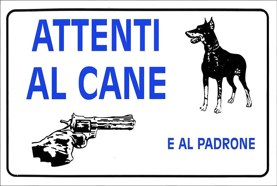 CARTELLO 'ATTENTI AL CANE E AL PADRONE' 20x30 cm - 10 pezzi