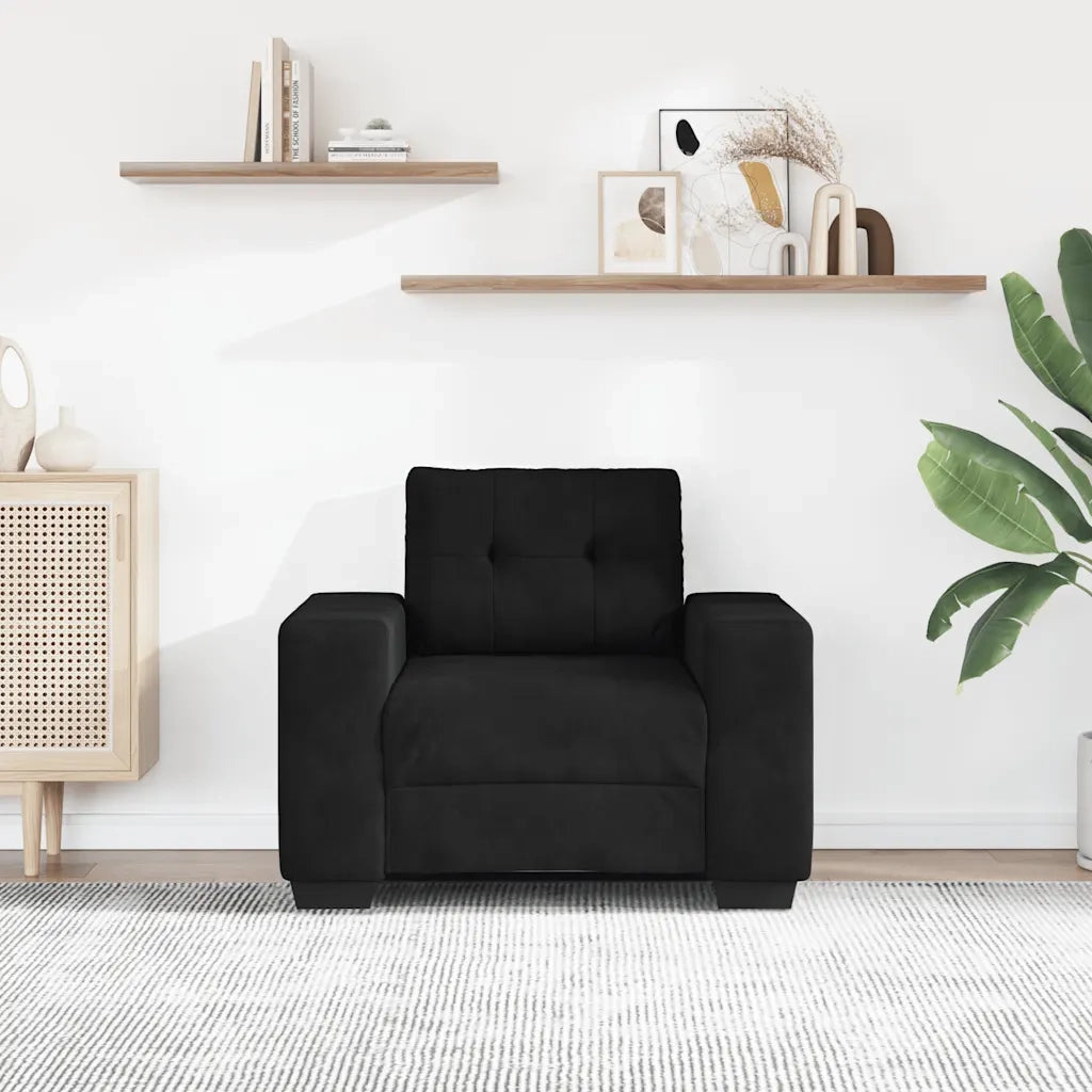 Divano Sedia Nero 100x78x80 cm Velluto 4105103