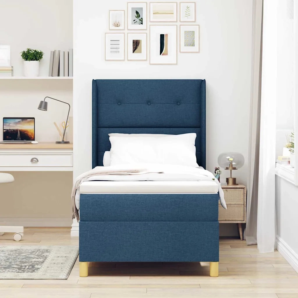 Letto a molle con materasso Blu 90 x 190 cm Tessuto 3341811