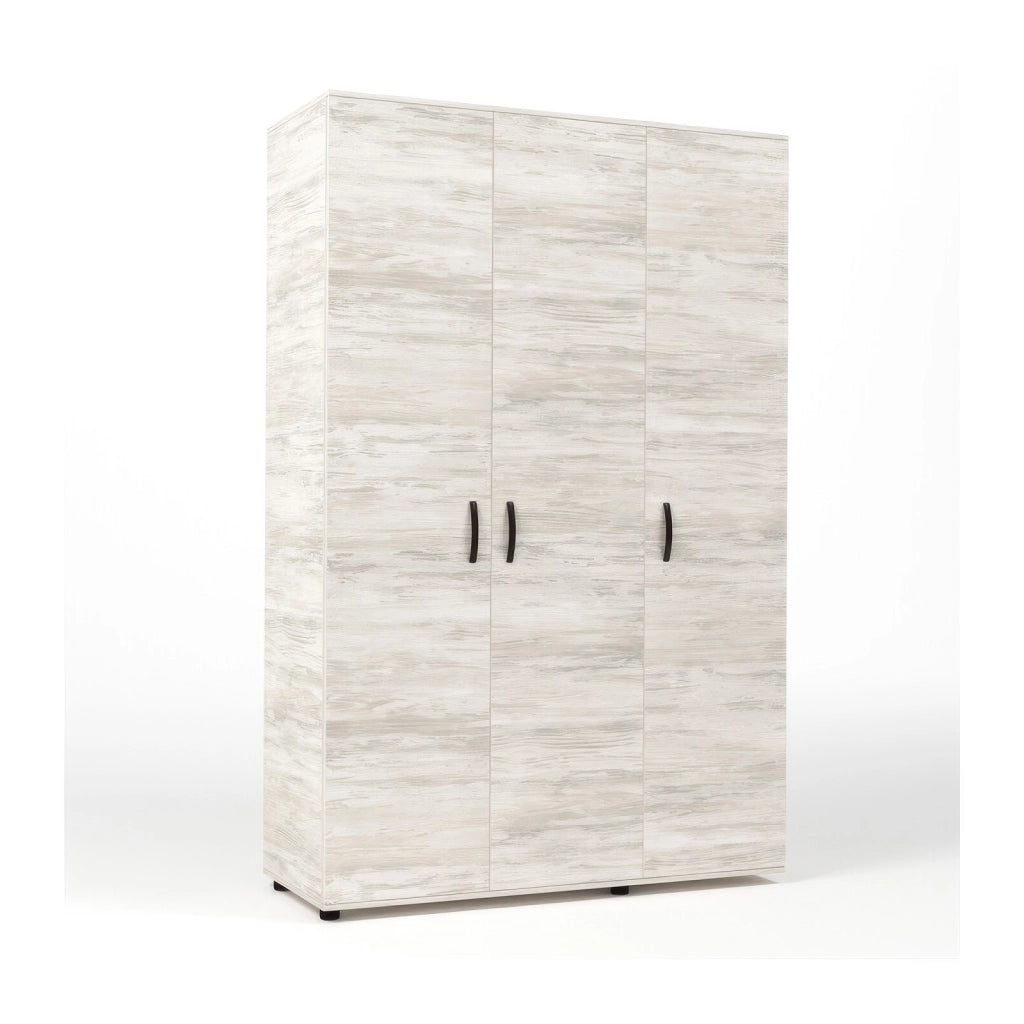 Armadio in Kit Bianco Venato a 3 Ante 120 x 52 x h 205 cm con Asta Appendiabiti