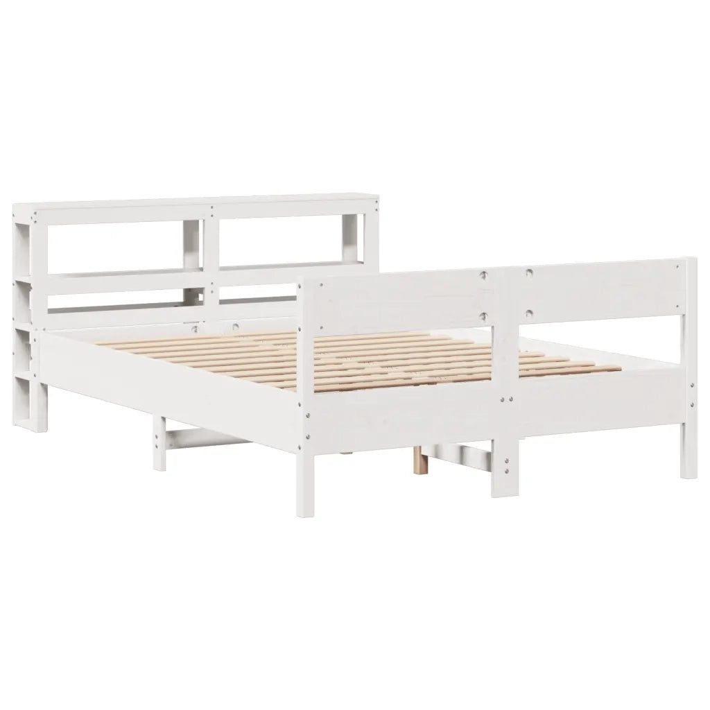 Letto senza Materasso-Struttura Letto Bianco 120x200 cm Legno Massello di Pino 881483