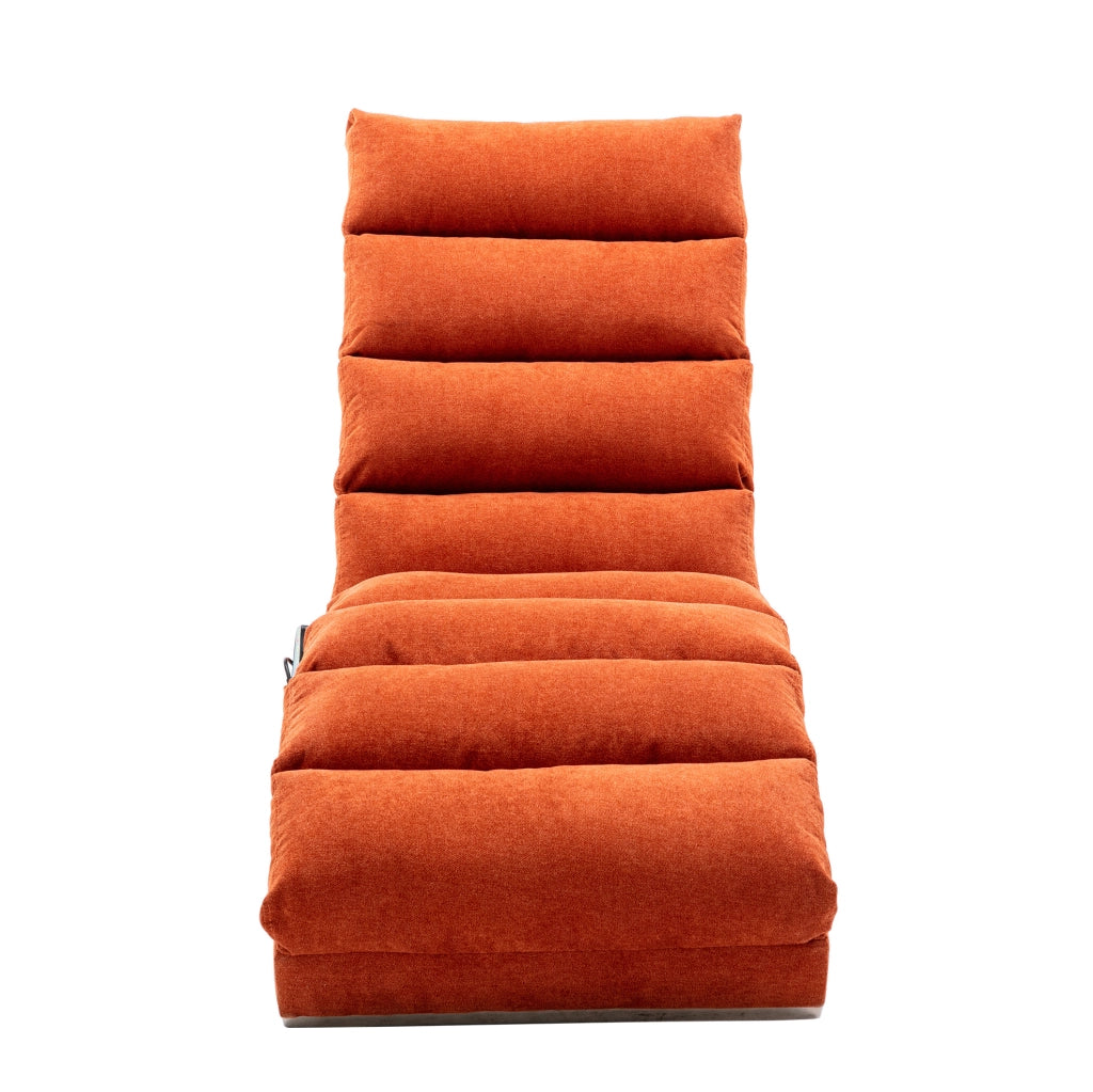 Sedia Relax Fissa DESMIU con Supporto Corpo Completo, Tessuto in Lino Arancione, Vibrazione Leggera e Tasche Laterali, 55x148x84 cm
