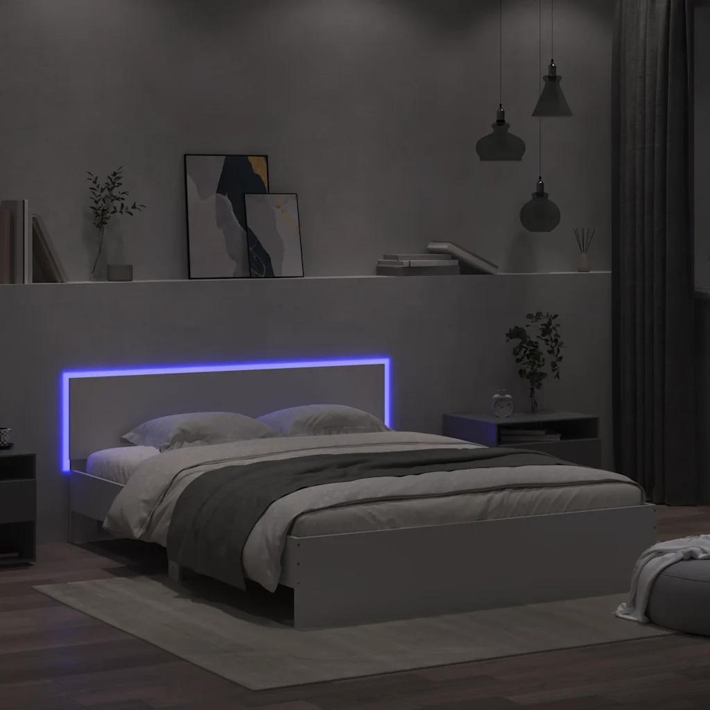 Giroletto con Testiera e LED Bianco 150x200 cm 3207602