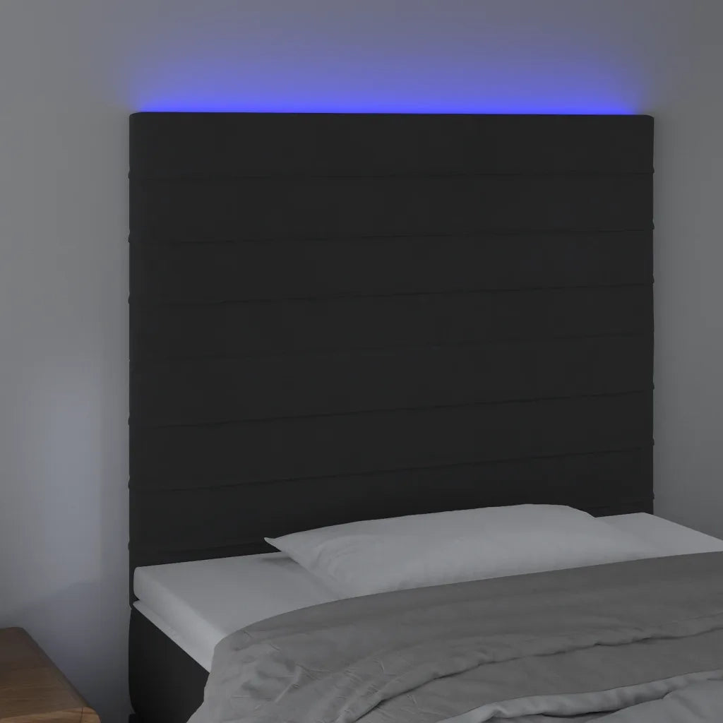 Testiera | Testata a LED Nera 100x5x118/128 cm in Velluto