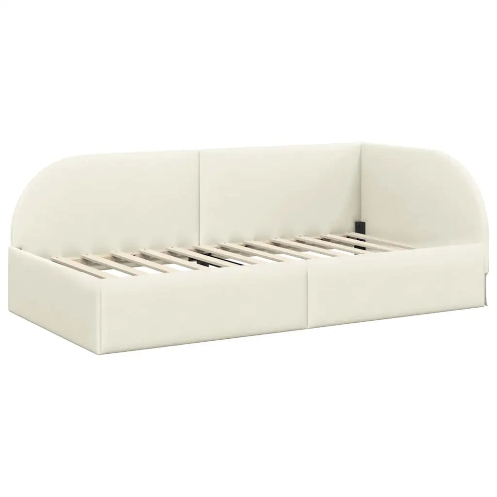 Cornice del letto ad angolo Crema 80 cm x 200 cm Velluto