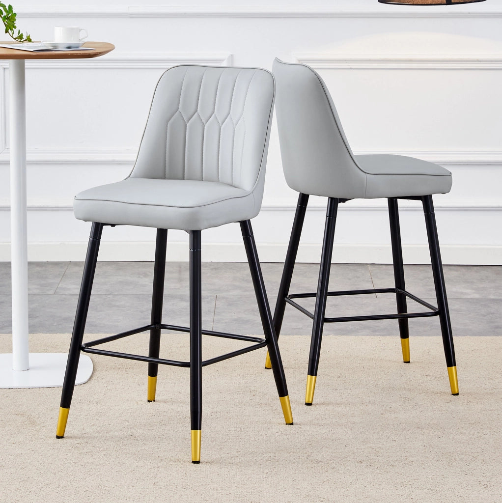 SGABELLO Set da 2 pezzi 100 cm in PU grigio chiaro e metallo nero