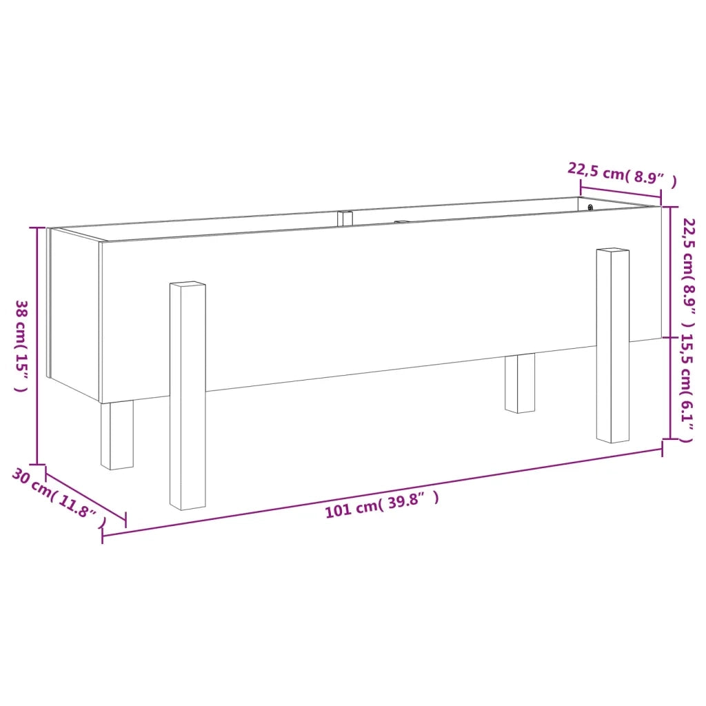 Aiuola rialzata 101 x 30 x 38 cm spazio decorativo moderno in legno di pino bianco 02_0048497