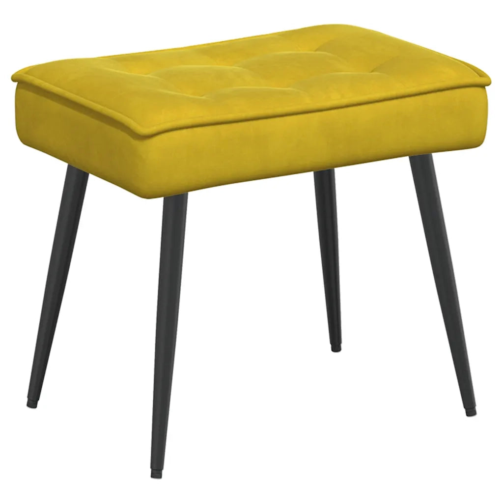 Divano Sedia-Poltrona Relax con Poggiapiedi Giallo in Velluto 225356