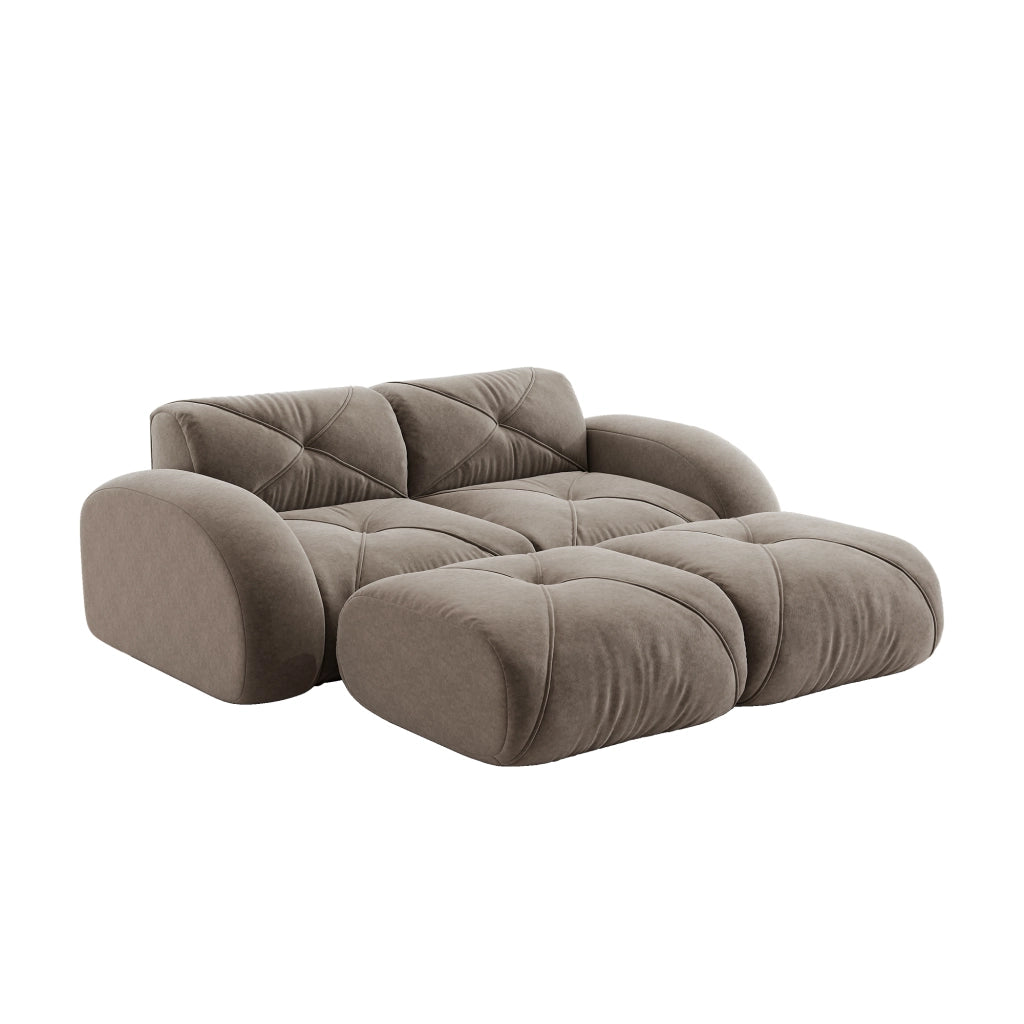 Divano 2 Posti con Poggiapiedi ¨C MINIMAL ¨C Marrone, Modulare, Senza Montaggio