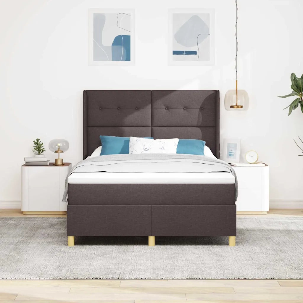 Letto a molle con materasso Marrone Scuro 140 x 190 cm Tessuto 3341829