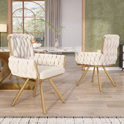 SEDIA Girevole 2 pezzi in velluto beige con braccioli e schienale alto