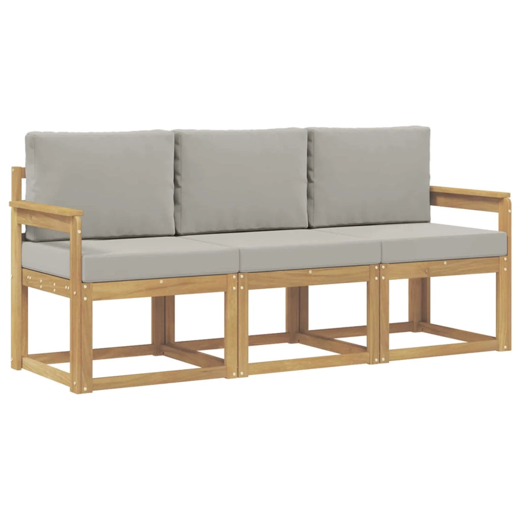 Set di divani da esterno 3 pz Bianco e Grigio Chiaro Poliestere 3387165