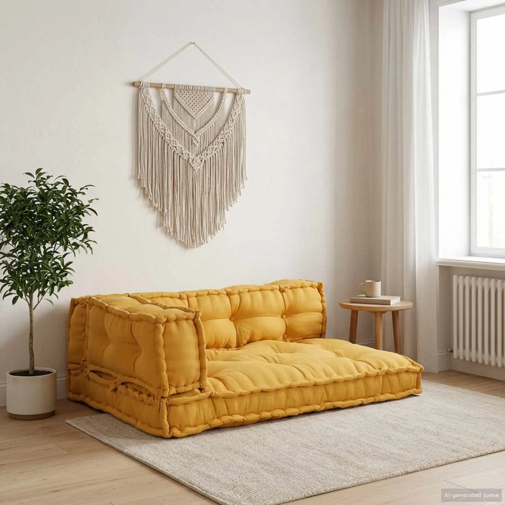Cuscino per Divano Pallet 3 pz Tessuto Giallo 120 x 80 x 38 cm 4019092