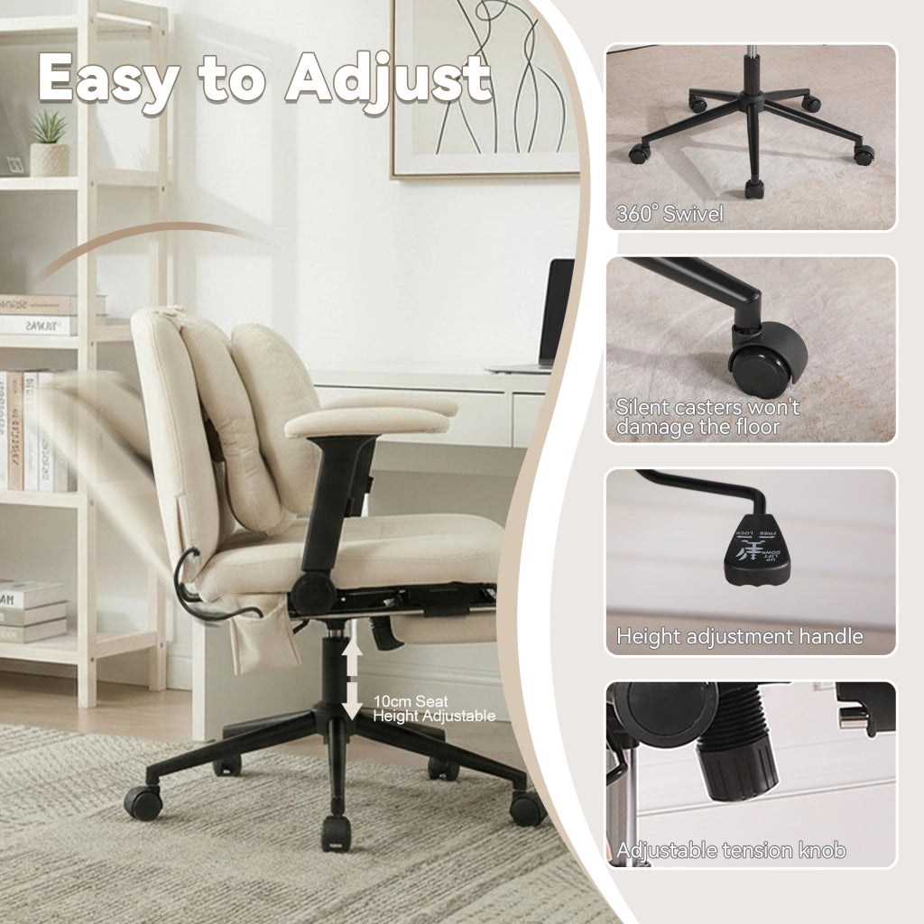 Sedia da ufficio regolabile con poggiapiedi ¨C Minimal ¨C Beige