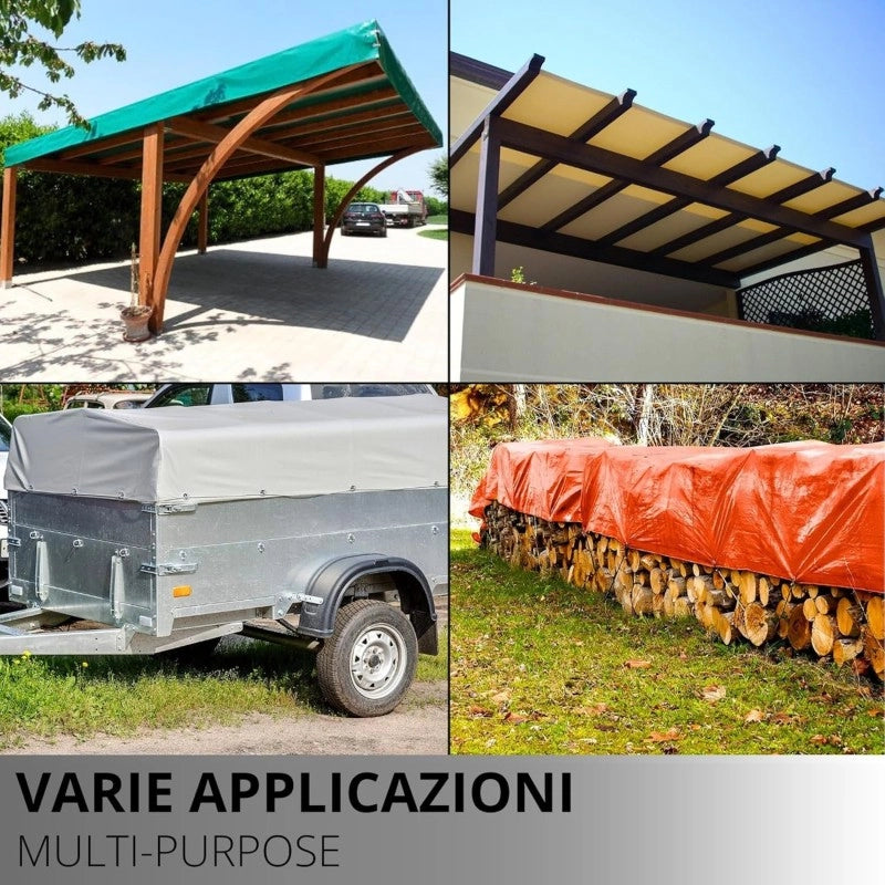 Telo PVC IGNIFUGO Impermeabile Blu | Telone Occhiellato Ogni 25CM 650g/mq | Copertura Esterna | 4x6m | Resistente Multiuso