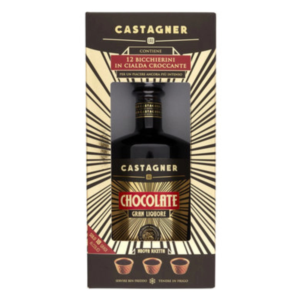 Castagner chocolate gran liquore e 12 bicchierini in cialda 3 bottiglie da 35 cl