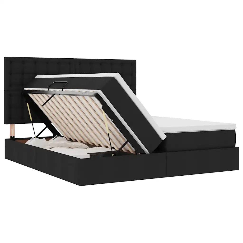 Letto con Contenitore Nero 200 x 200 cm Pelle Sintetica 3372229