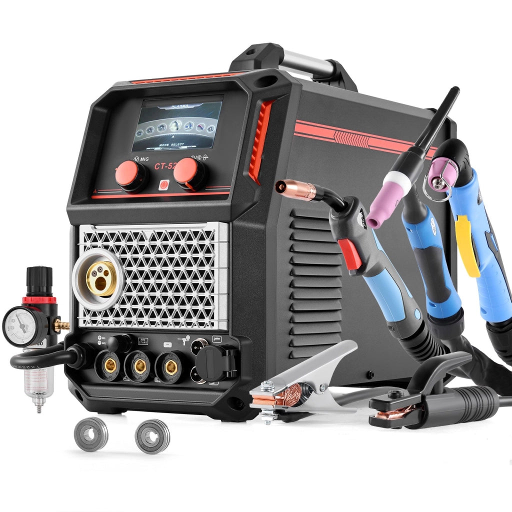 Saldatrice multifunzione CT-520 e taglierina al plasma 50 A, saldatura sinergica 200 A TIG MIG MMA, 220-240V per fai da te e officina
