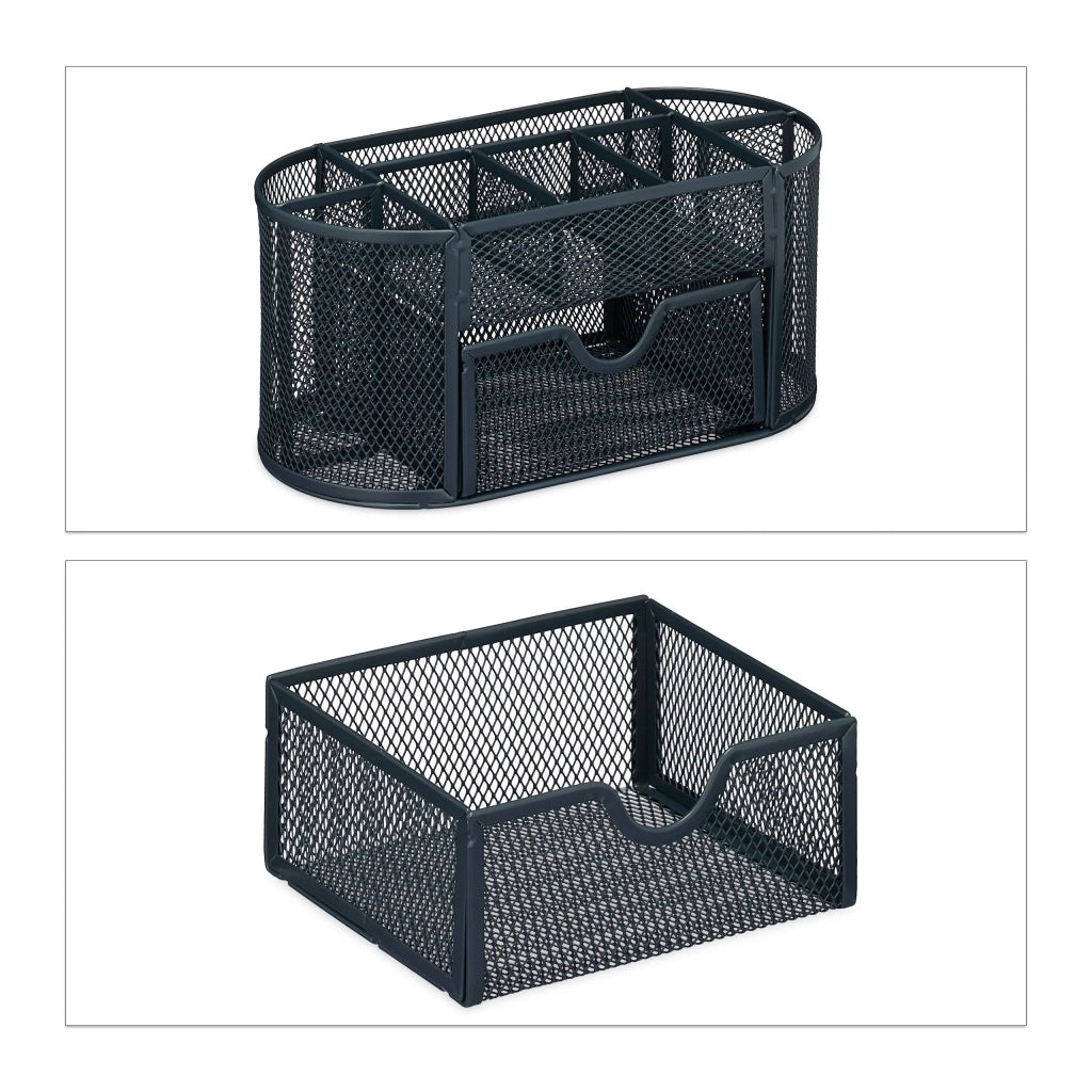 Organizer da scrivania a 9 scomparti pratico moderno portaoggetti decorativo 23 x 12 x 12 cm in acciaio antracite 13_0012710