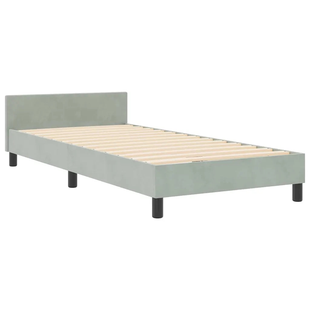 Letto a molle con testiera Grigio chiaro 80 x 200 cm Velluto 3344903