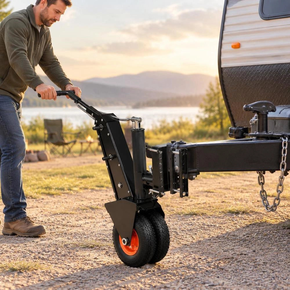 Trailer Maneuvering Aid, 227 Kg Vertical Load, 330–590 Mm Height, 22.8 Cm Pneumatic Rubber Tire, Manual Or Electric Key Drive, For Moving Motorhome Trailers