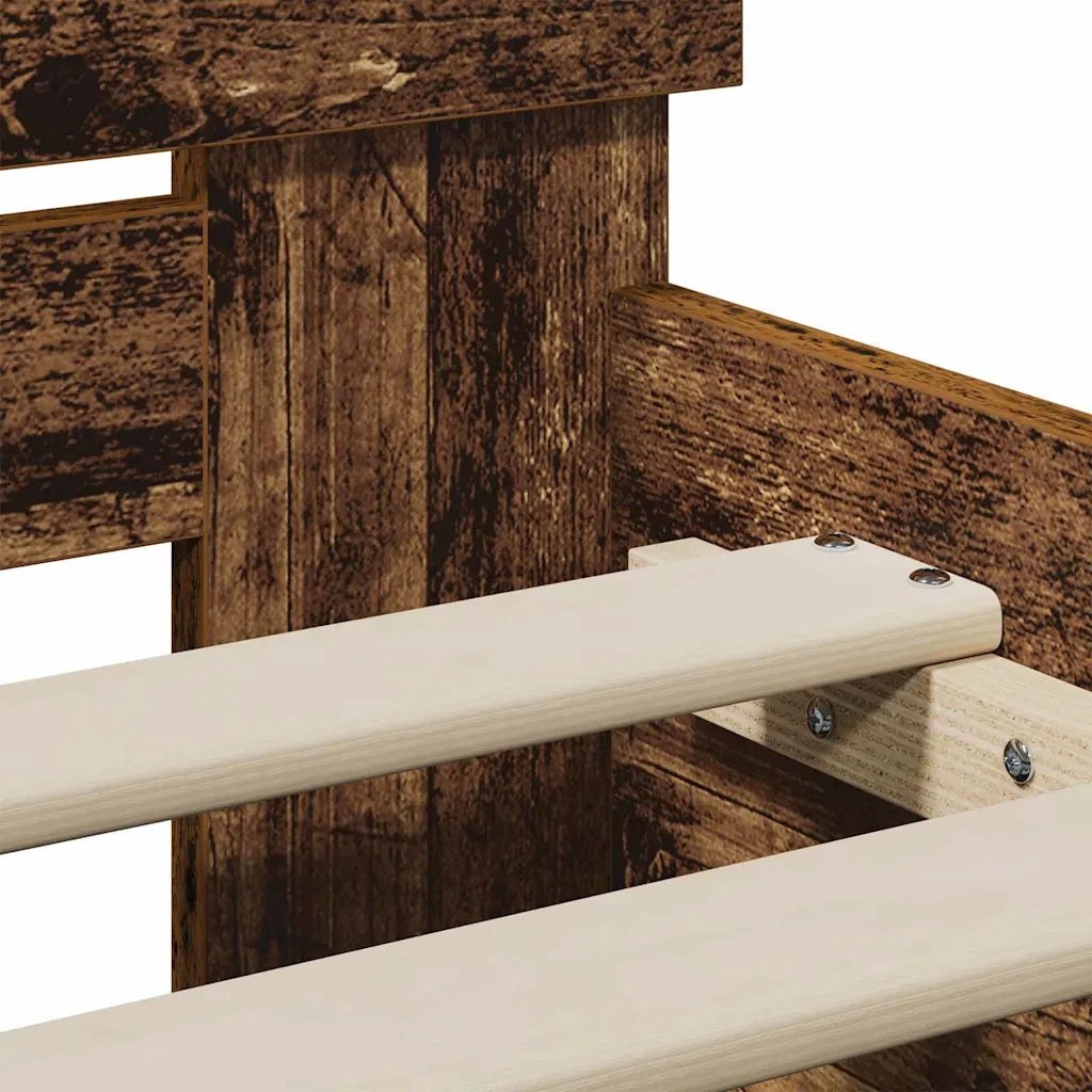 Letto singolo | Letto per adulti | Struttura del letto Legno vecchio 90 x 200 cm Legno multistrato