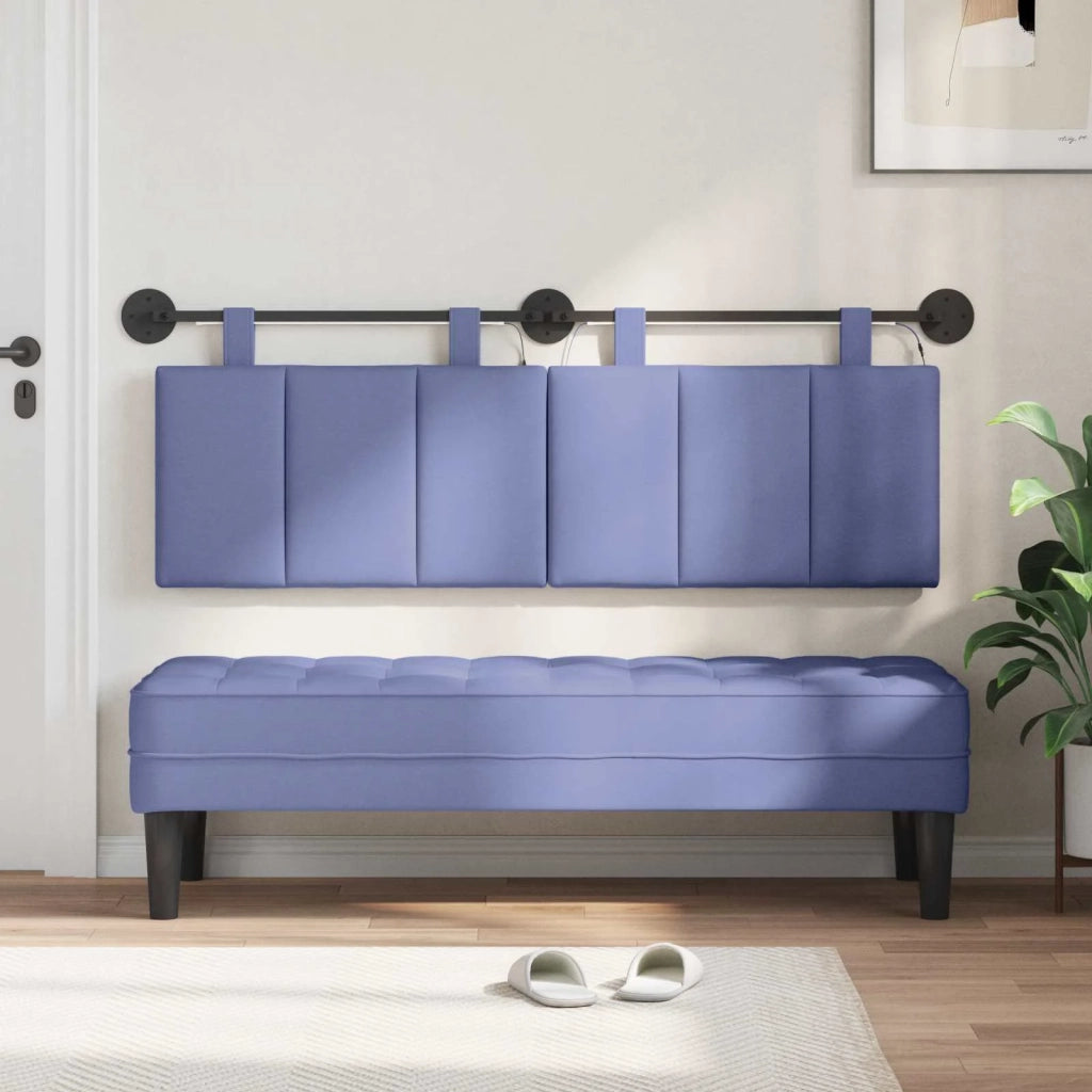 Testiera | Testata sospesa Con luce LED Blu jeans Tessuto
