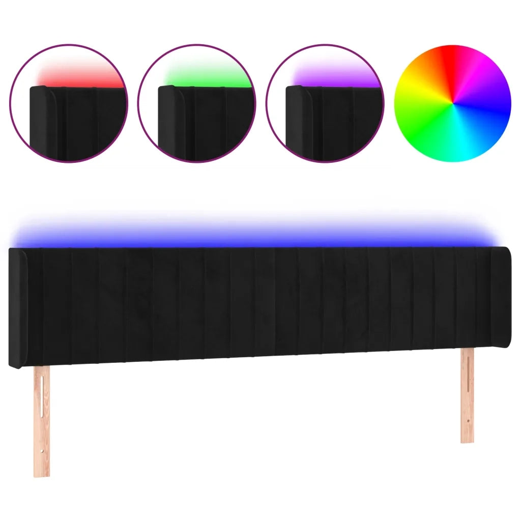 Testiera a LED-Testata con LED Nera 203x16x78/88 cm in Velluto 825979