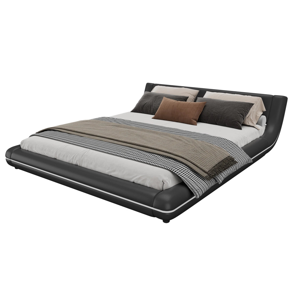 Letto 160 x 200 cm in PU nero, LED multicolore pilotata da app, per camera