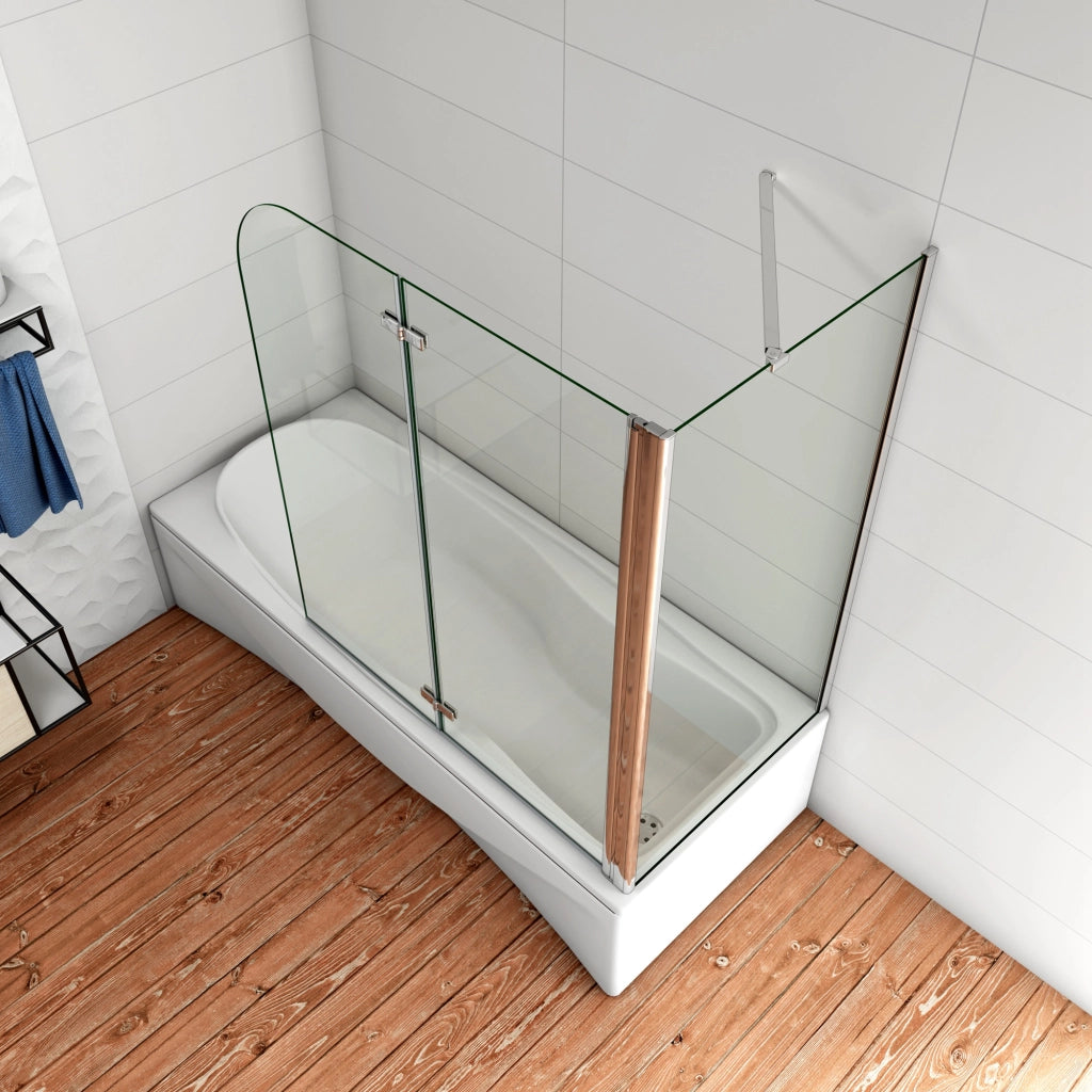 90x140cm Parete Doccia Sopravasca Angolare 2 Ante Pieghevoli con Parete Laterale 65 cm Vetro Temperato 6 mm Trasparente Anticalcare Cromato Lucido