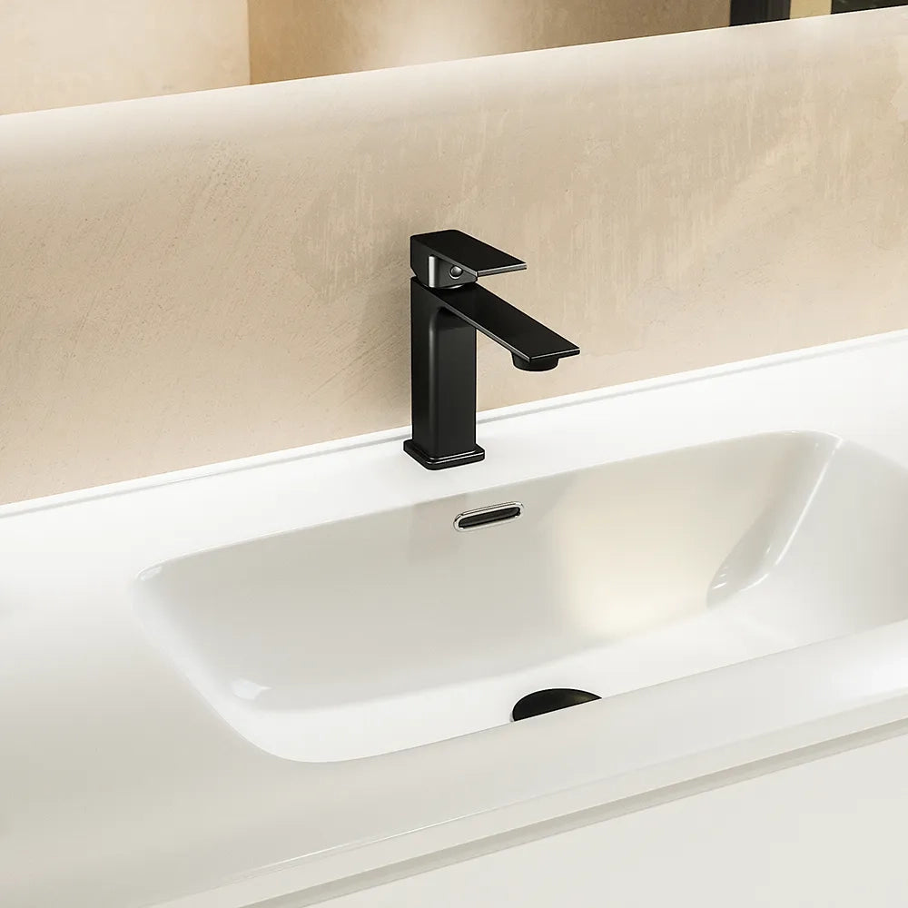 Coppia miscelatori lavabo bidet senza scarico slim nero opaco | Ingrid