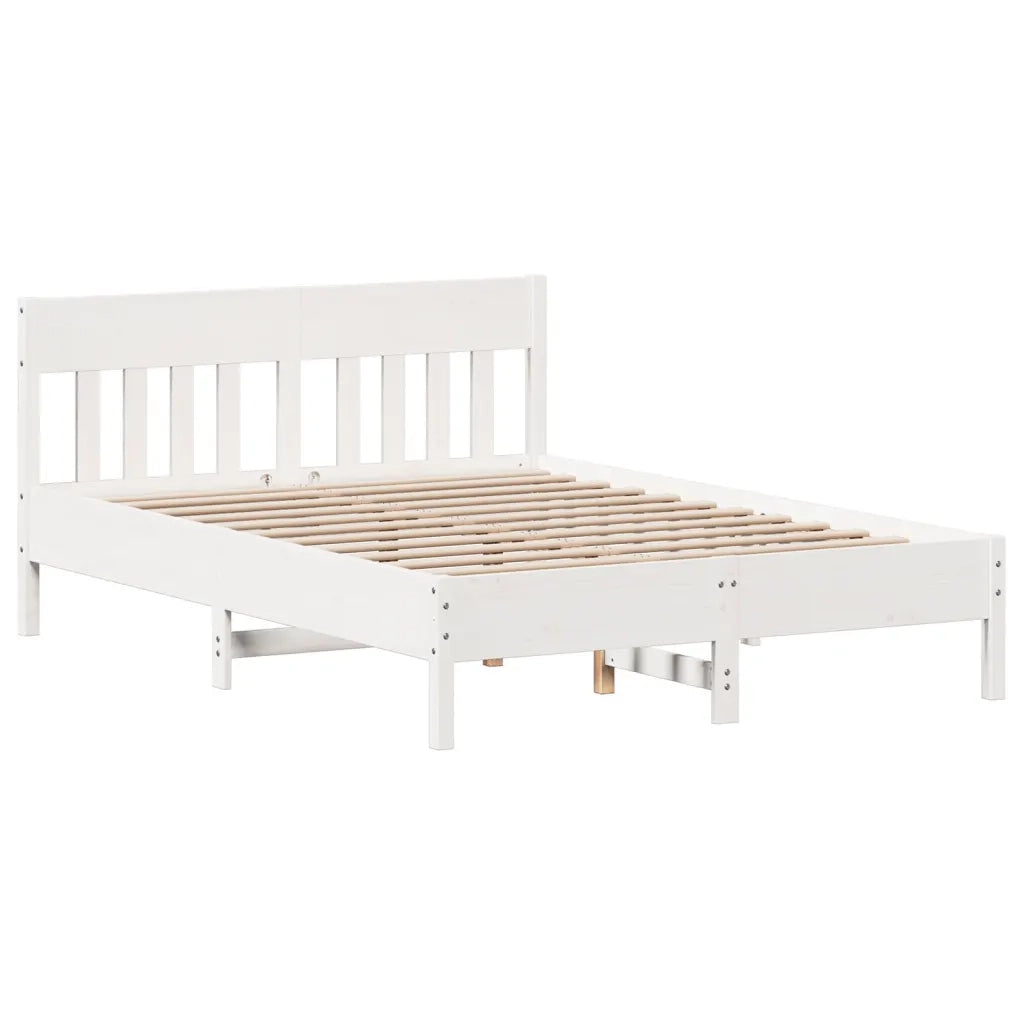 Letto senza Materasso-Struttura Letto Bianco 135x190 cm Legno Massello di Pino 647774