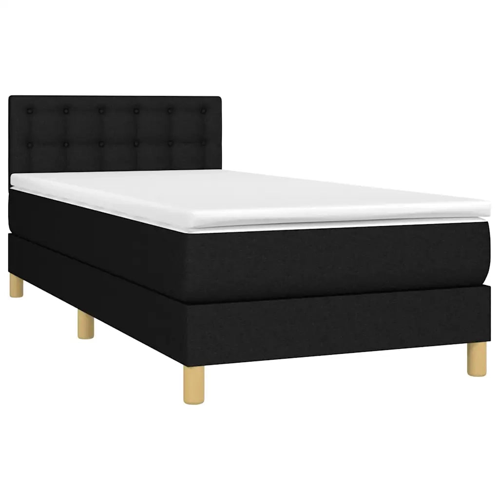 Letto a Molle con Materasso e LED Nero 90x200 cm in Tessuto 3134007