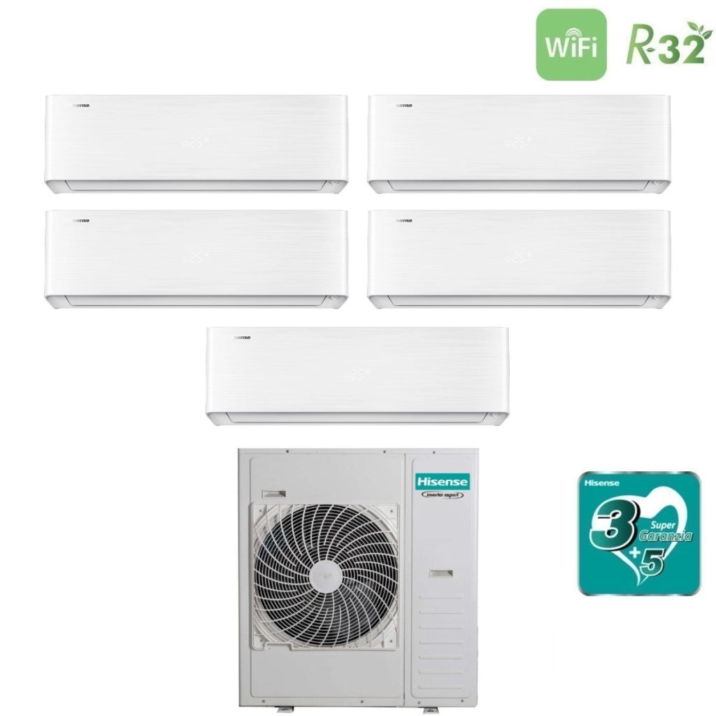 Climatizzatore Condizionatore Hisense Penta Split Inverter serie ENERGY PRO X 9+9+9+9+12 con 5AMW105U4RQC R-32 Wi-Fi Integrato 9000+9000+9000+9000+12000